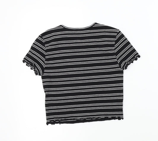 newlook Girls Black Striped Basic T-Shirt Size 10-11 Years