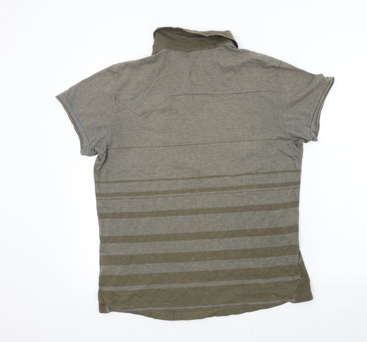 IRONMAN Mens Brown Colourblock Polo Size L