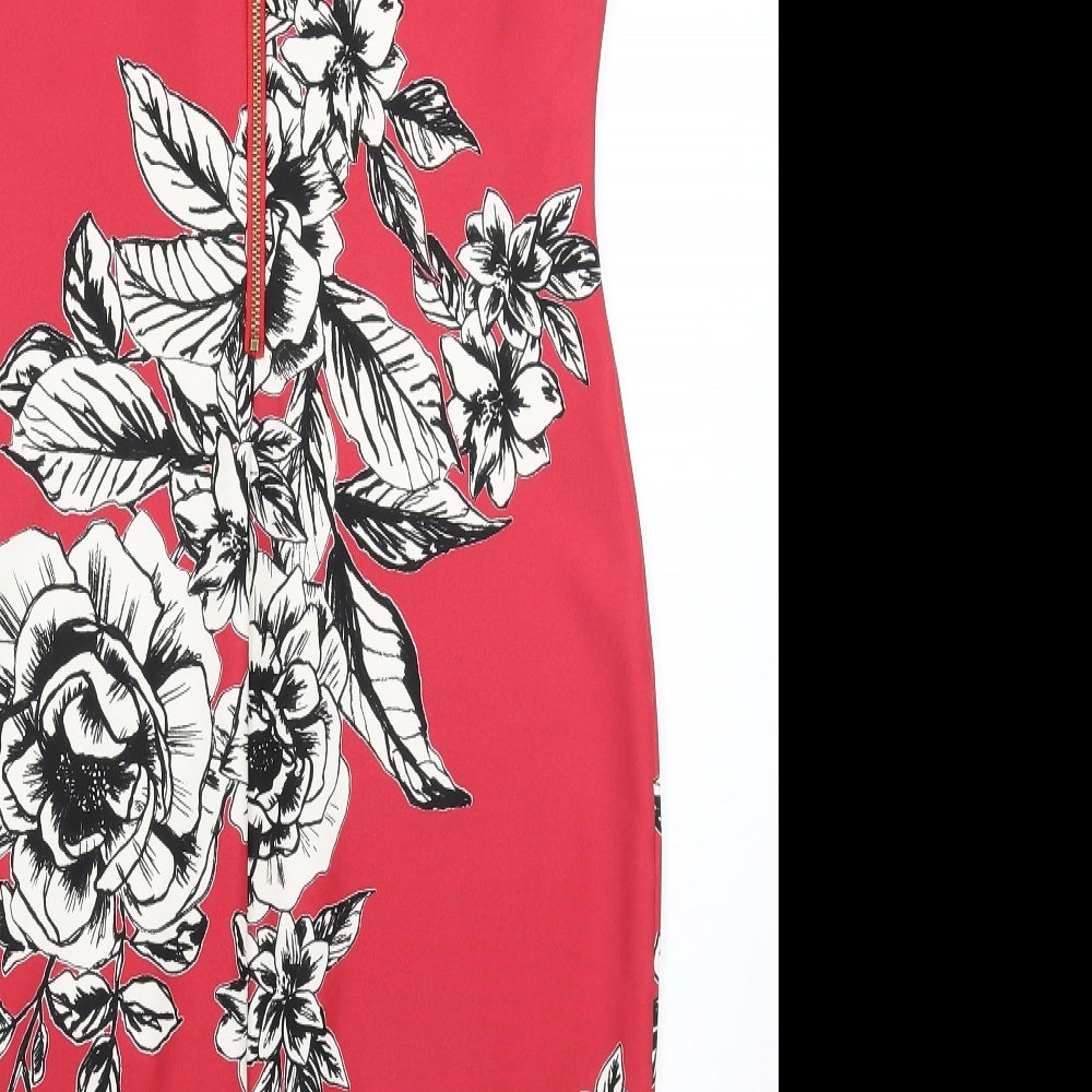 M&Co Womens Pink Floral Bodycon Size 12