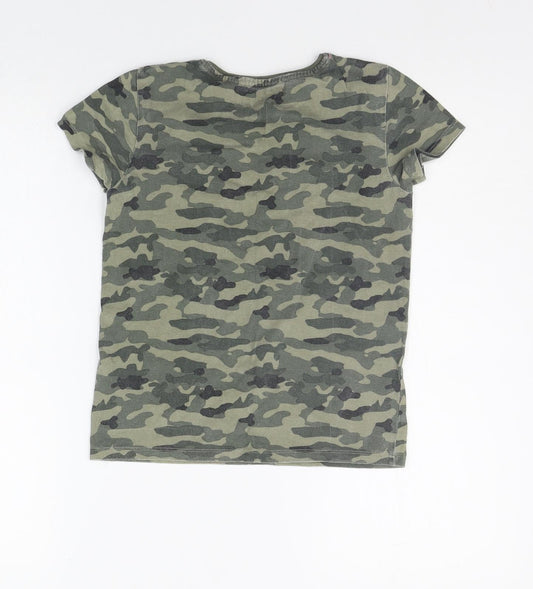 Primark Boys Green Geometric Basic T-Shirt Size 9-10 Years