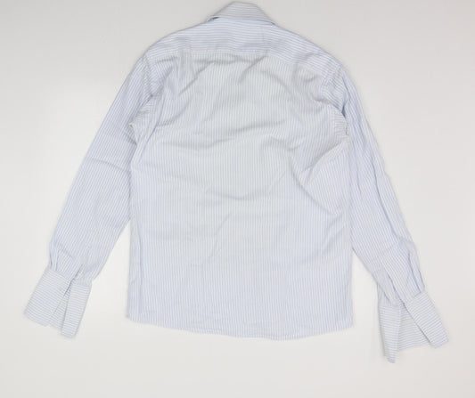 Mens UK Size 16.5 Haines & Bonner Blue Button-Up Long Sleeve Casual Shirt