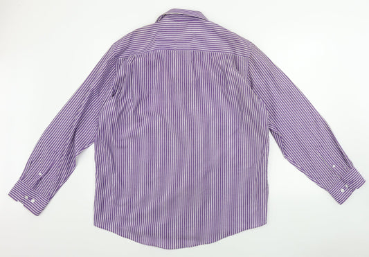 F&F Mens Purple Striped Button-Up Size 16.5