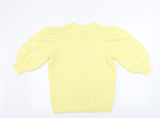 Womens UK Size S Papaya Yellow Pullover Jumper