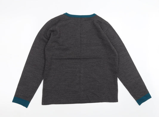 Autonomy Womens Grey Geometric Knit Pullover Jumper Size S