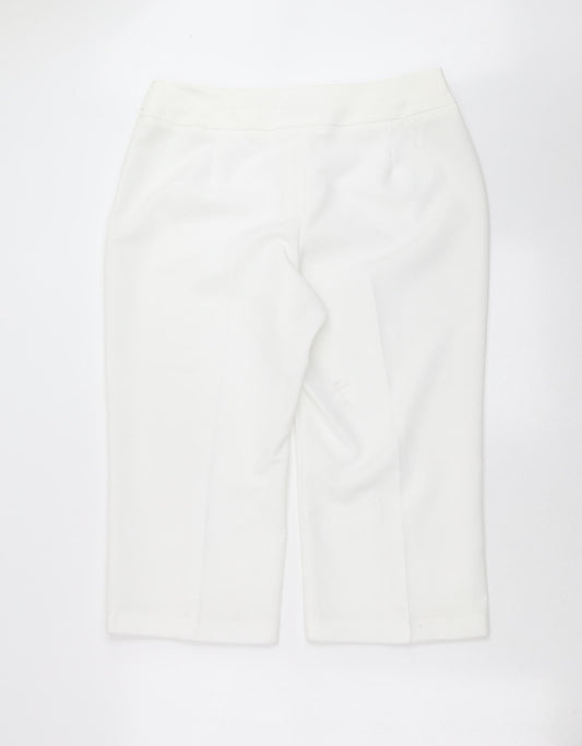 Womens UK Size 14 BM Regular Fit Cropped White Trousers