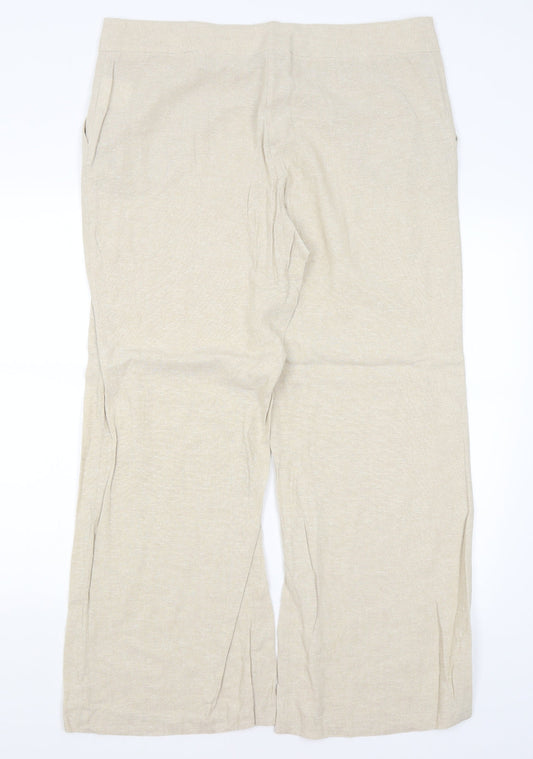 Womens UK Size 16 Preworn Regular Fit Beige Trousers