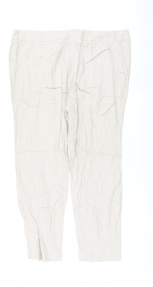 Womens UK Size 18 Marks and Spencer Regular Fit Beige Trousers