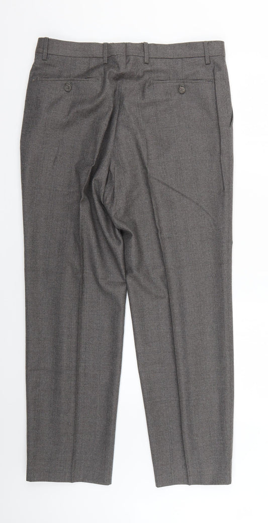 marks Mens Grey Check Trousers Size 34 L26 in
