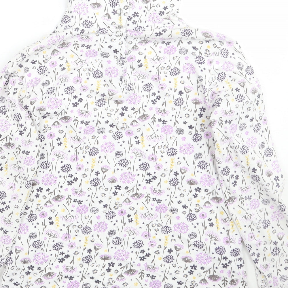 Brand and care label for hullabaloo girls’ white floral basic t-shirt, size 9-10, years