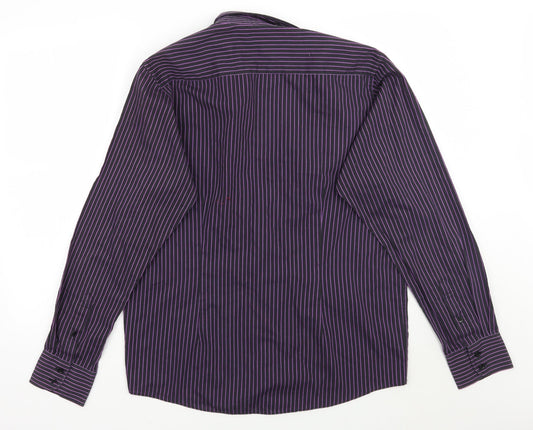 Mens UK Size L Cedar Wood State Purple Button-Up Long Sleeve Casual Shirt