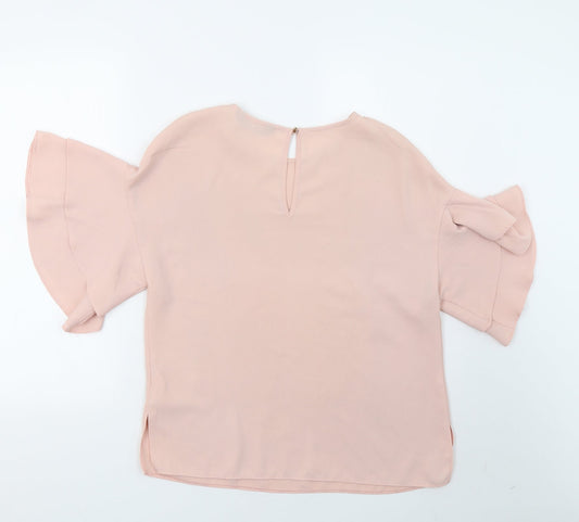 F&F Womens Pink Basic T-Shirt Size 8 - frill arms