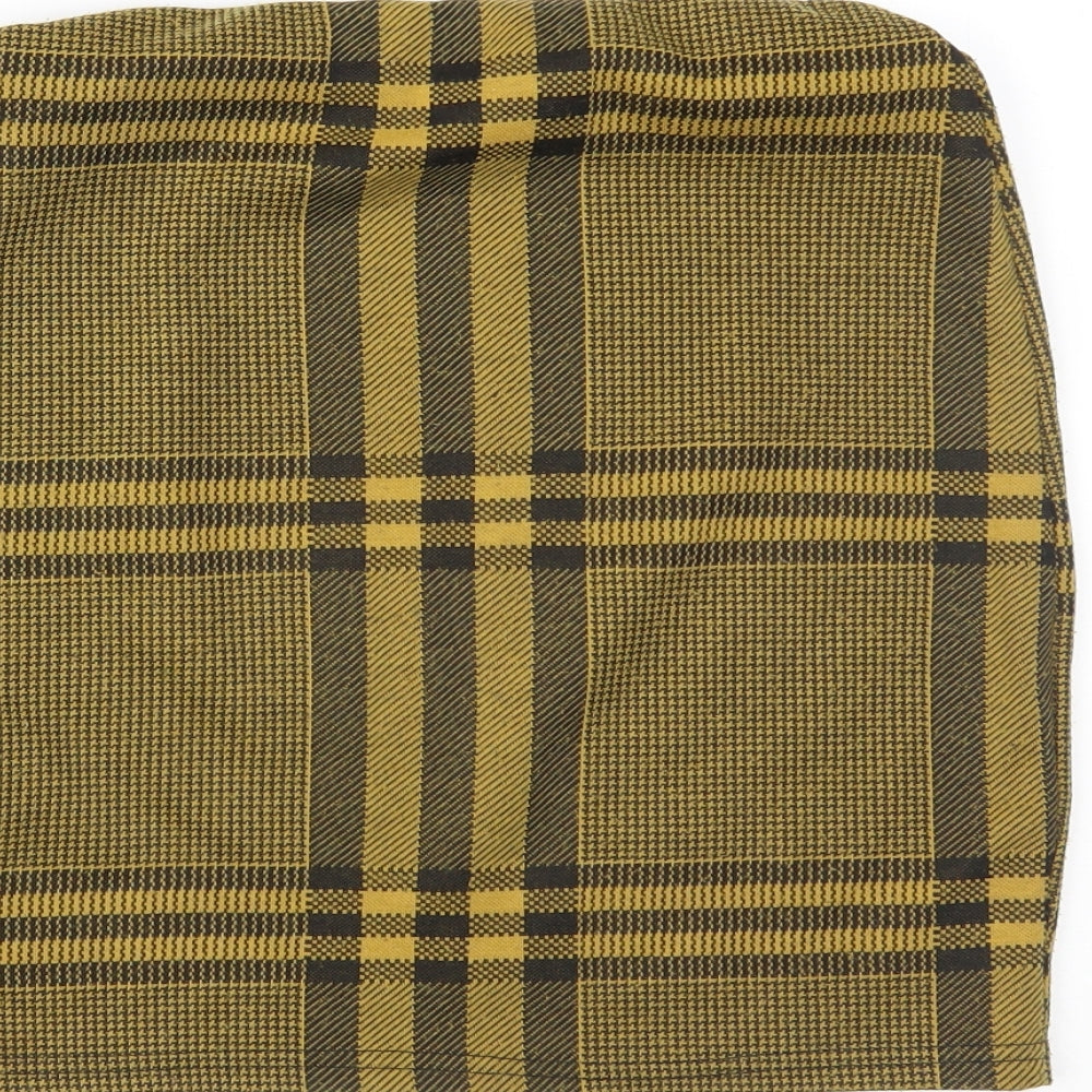 New Look Womens Yellow Houndstooth Maxi Skirt Size 8