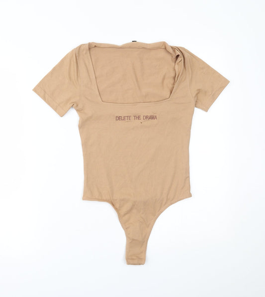 Womens UK Size 8 I SAW IT FIRST One-Piece Beige Bodysuit