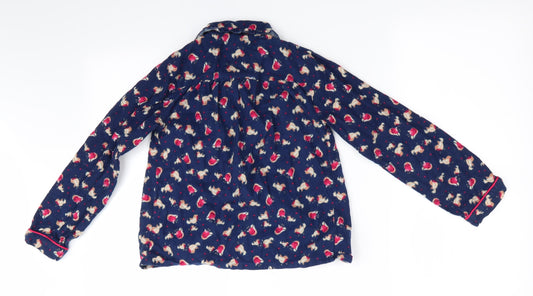TU Girls Blue Animal Print Pyjama Top Size 8-9 Years - Robin Christmas