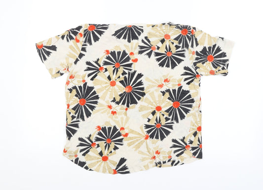 M&S Womens Beige Argyle/Diamond Basic T-Shirt Size 12