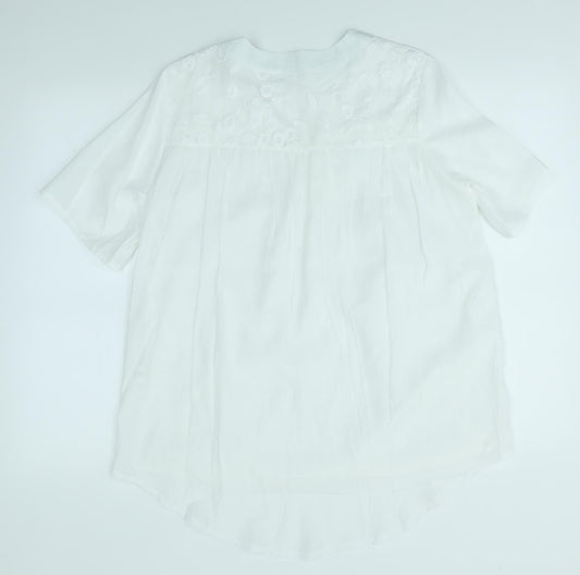 Womens UK Size L Preworn White Basic Blouse