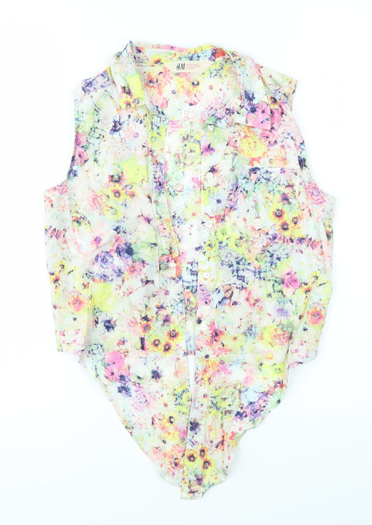 H&M Girls Multicoloured Floral Basic Blouse Size 12-13 Years