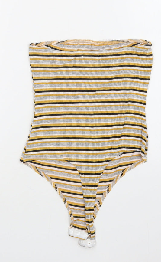 PRETTYLITTLETHING Womens Multicoloured Striped Bodysuit One-Piece Size 8