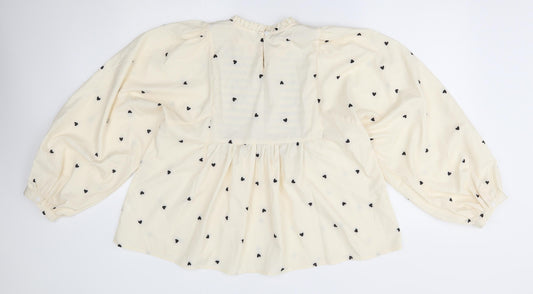 SheIn Womens Ivory Polka Dot Basic Blouse Size L