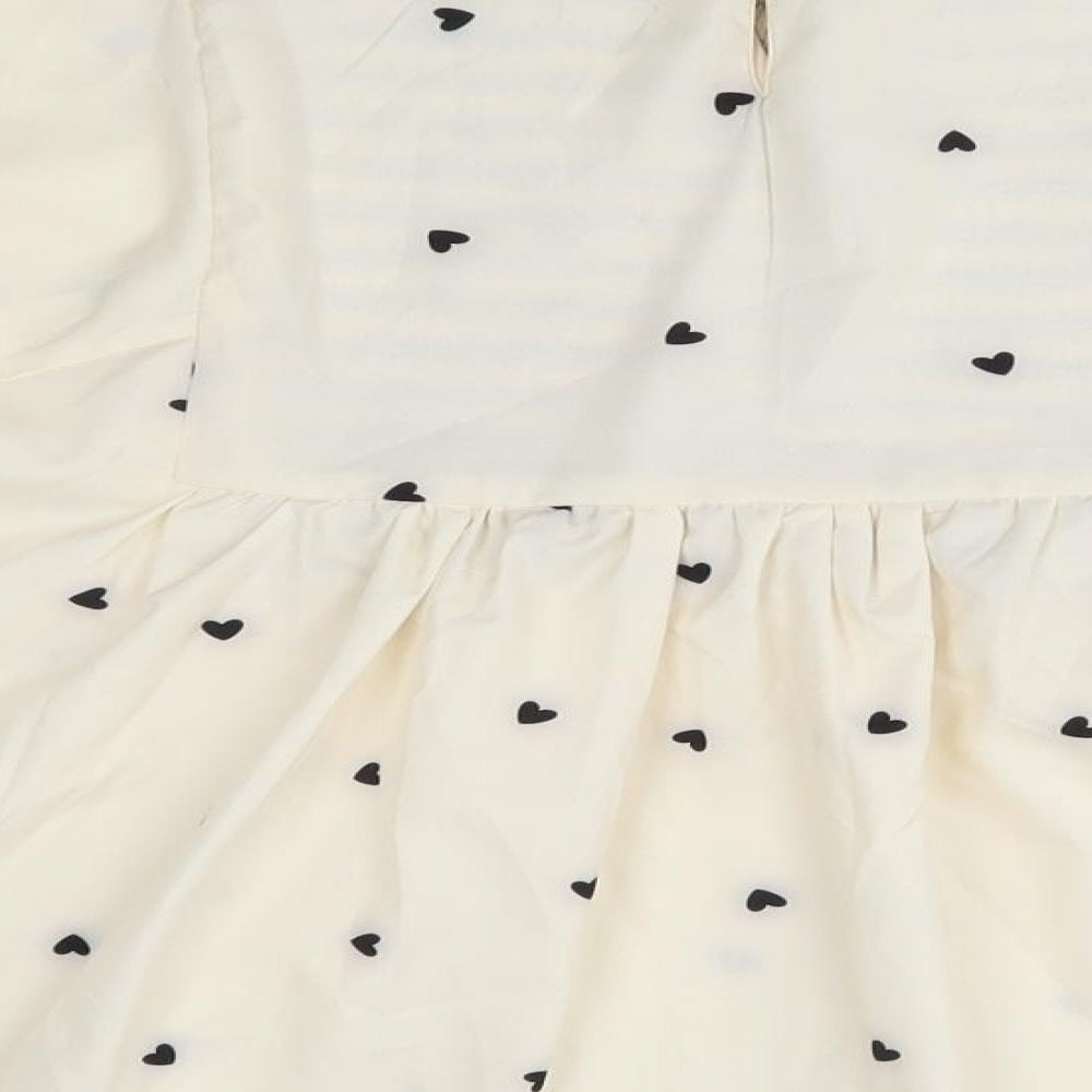 SheIn Womens Ivory Polka Dot Basic Blouse Size L