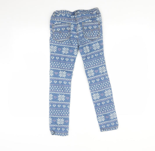 NEXT Girls Blue Fair Isle Skinny Jeans Size 9 Months
