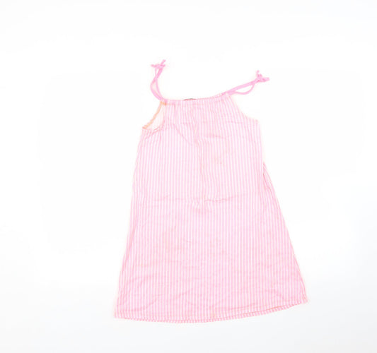 George Girls Pink Striped A-Line Size 8-9 Years