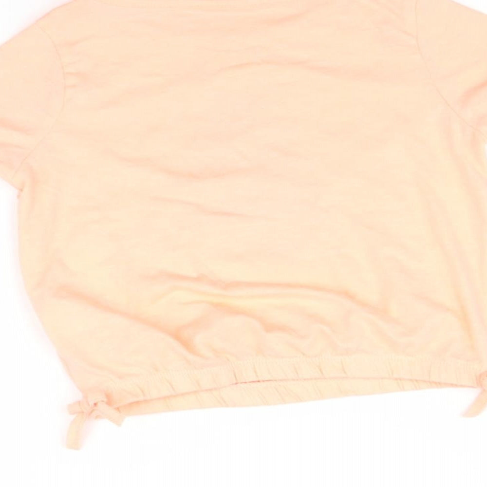 Brand and care label for H+T girls’ orange basic t-shirt, size 3, years - pineapple