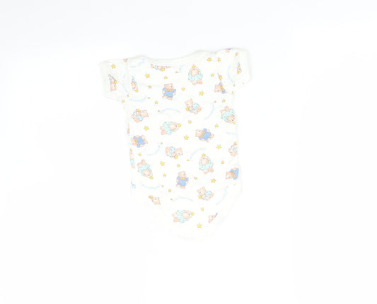 Tesco Baby White Babygrow One-Piece Size 3-6 Months - Bear print