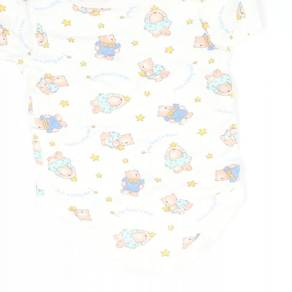 Tesco Baby White Babygrow One-Piece Size 3-6 Months - Bear print