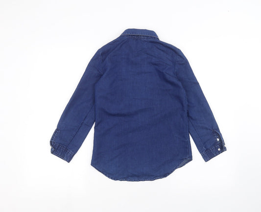 Young Dimension Girls Blue Basic Button-Up Size 9-10 Years