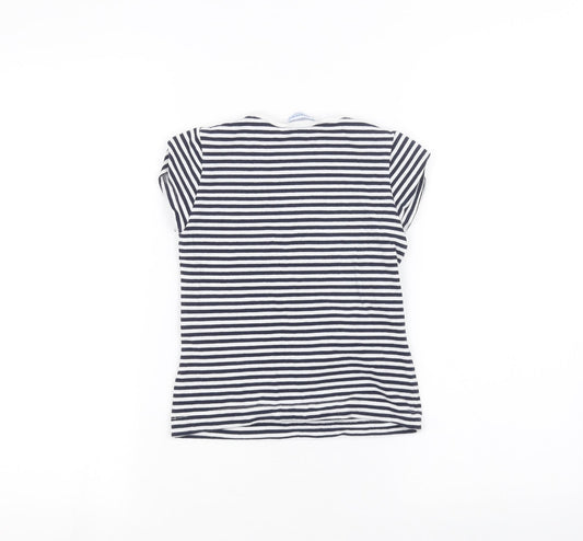 Mayoral Girls White Striped Basic T-Shirt Size 6 Years