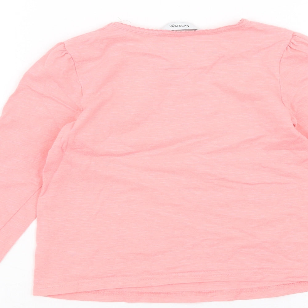 Brand and care label for George girls’ pink basic t-shirt, size 3-4, years