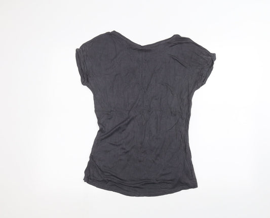 Womens UK Size XS Oasis Black Basic T-Shirt