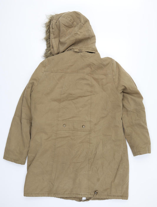 Linea Womens Beige Parka Coat Size 14