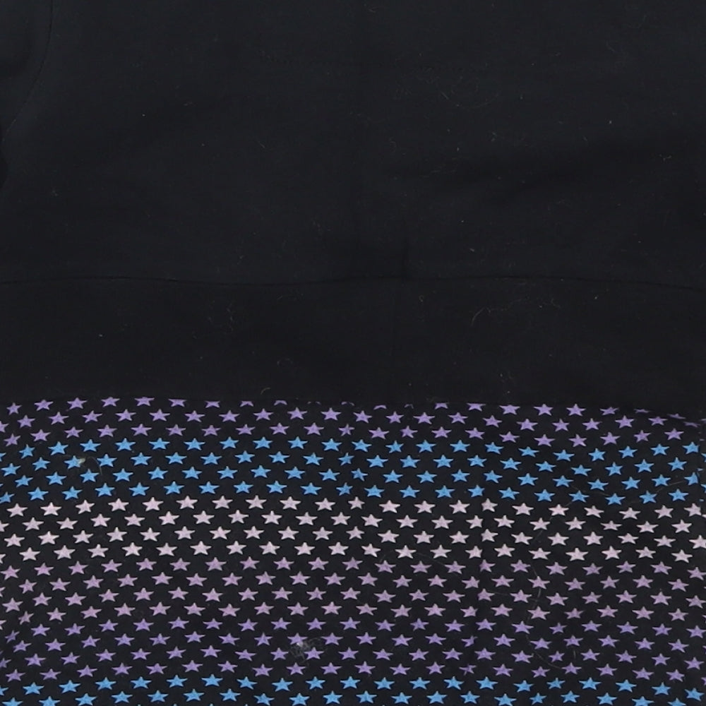 Brand and care label for Young Dimension girls’ black basic t-shirt, size 7-8, years - stars