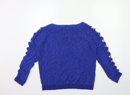 Joinus Womens Blue Knit Pullover Jumper Size S