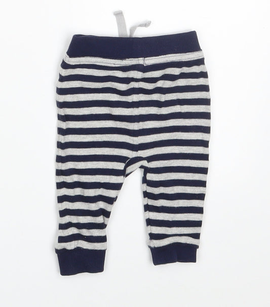 George Boys Blue Striped Jogger Trousers Size 3-6 Months - Waist 14in; Inside leg 6in