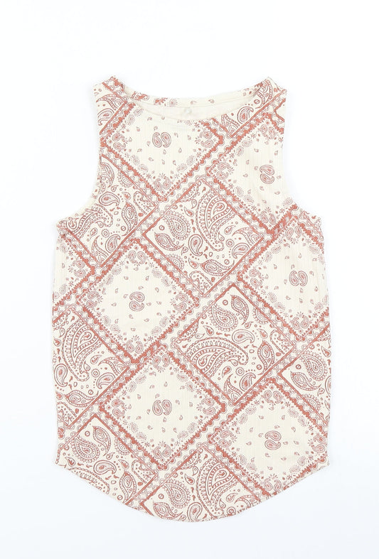 George Girls Brown Paisley Basic Tank Size 9-10 Years