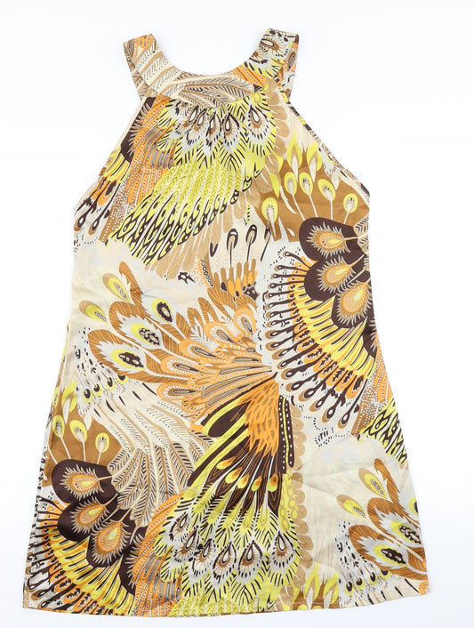 Miso Womens Brown Batik A-Line Size 8