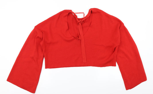 Primark Womens Red Knit Pullover Jumper Size M - Cropped, Low back