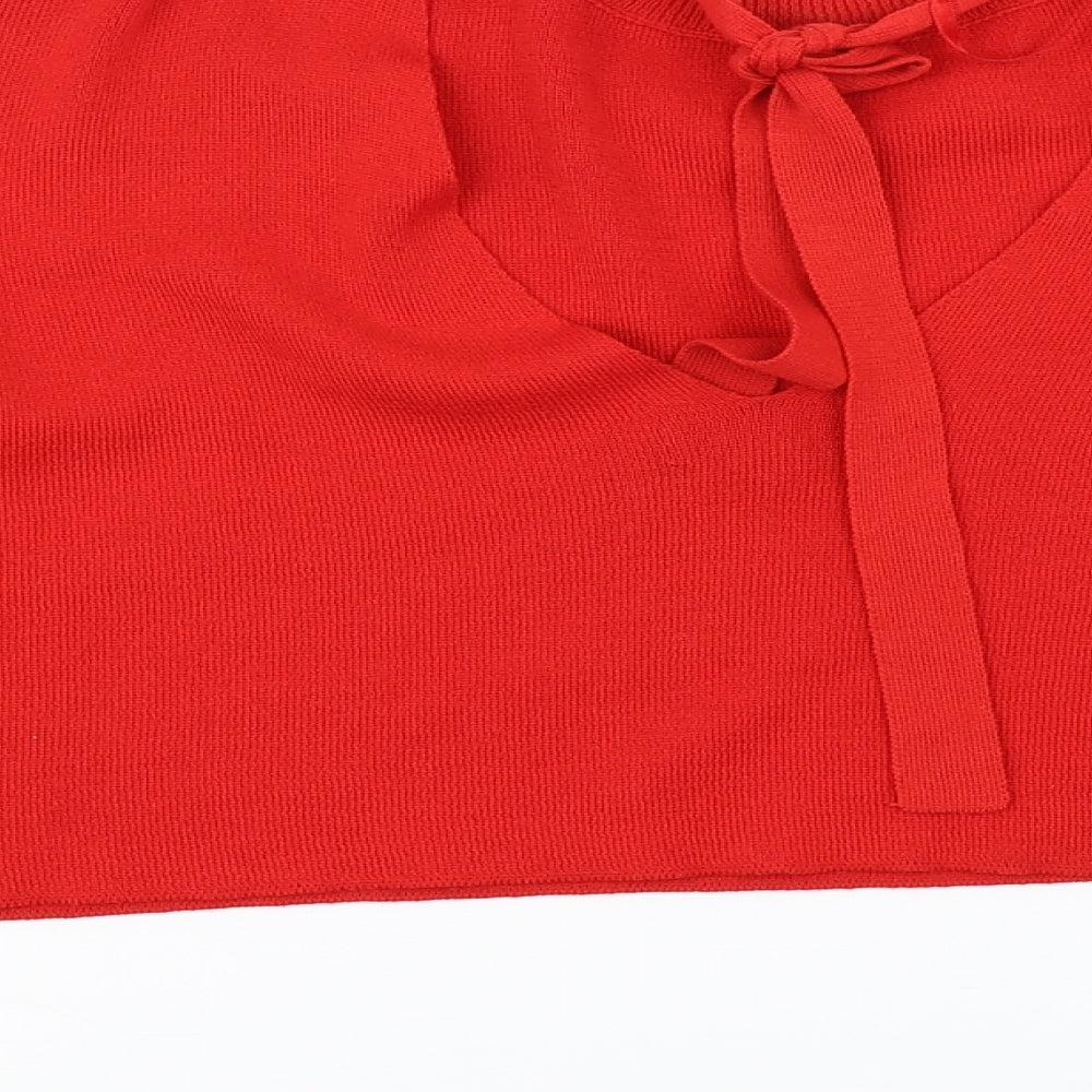 Primark Womens Red Knit Pullover Jumper Size M - Cropped, Low back