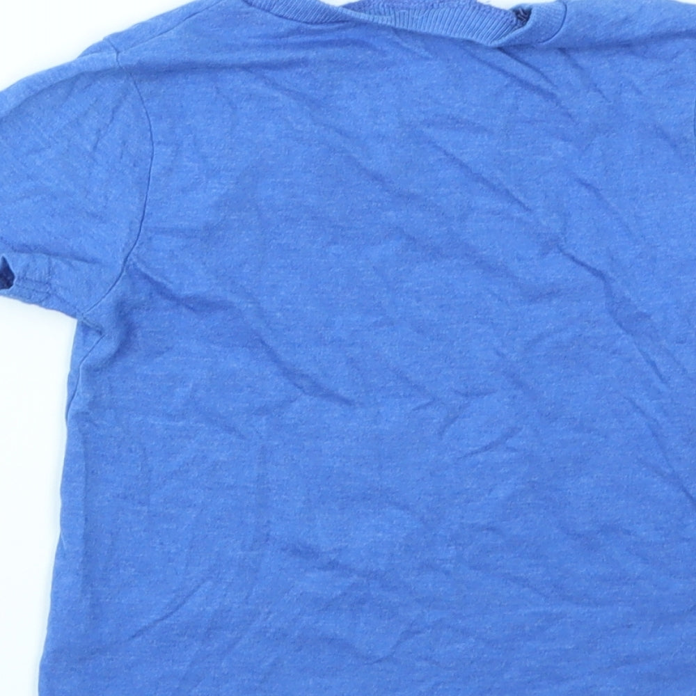 Brand and care label for Pep&Co boys’ blue animal print basic t-shirt, size 3-6, months