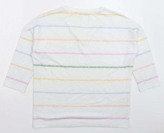 TU Womens White Striped Knit Pullover Jumper Size 12