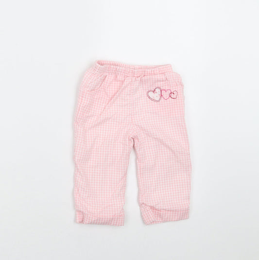 baby bruin Girls Pink Check Trousers Size 6-9 Months