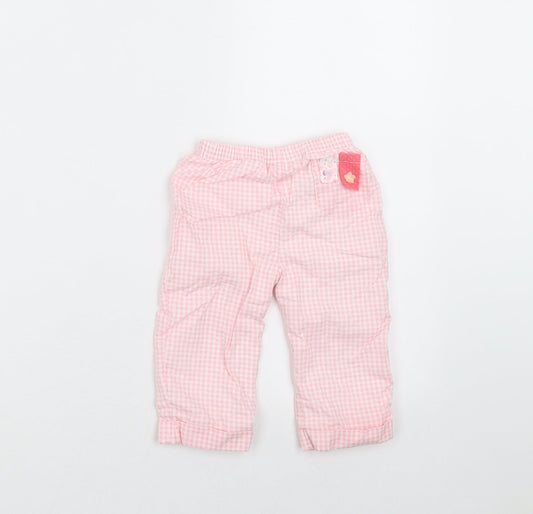 baby bruin Girls Pink Check Trousers Size 6-9 Months