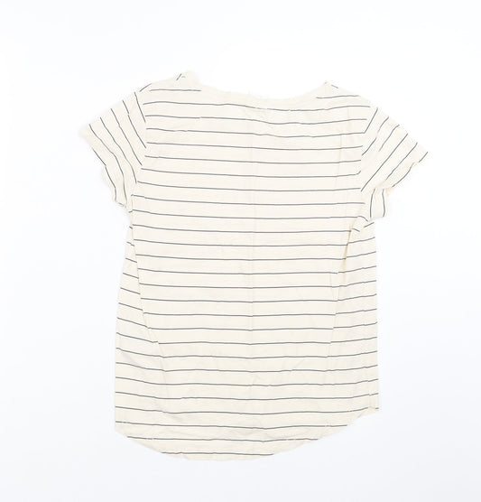 H&M Womens Beige Striped Basic T-Shirt Size XS