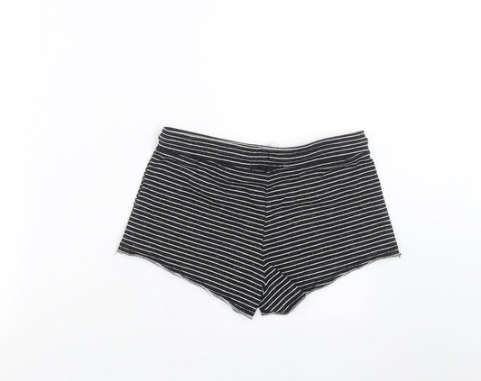 Primark Womens Black Striped Hot Pants Shorts Size 8