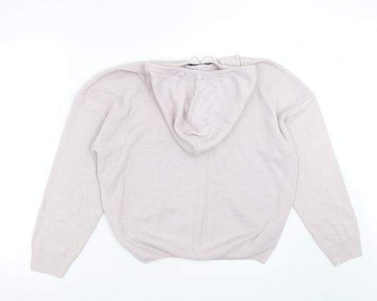Boohoo Womens Purple Knit Pullover Hoodie Size M