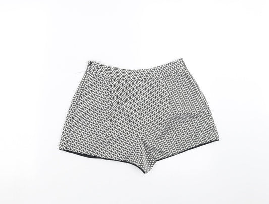 Miss Selfridge Womens Black Geometric  Hot Pants Shorts Size 8