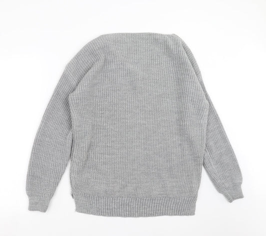 Boohoo Womens Grey Knit Pullover Jumper Size S